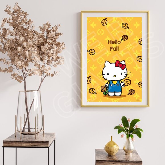 Hello Fall (Hello Kitty) 11x17 Art Print - Picture 1 of 2